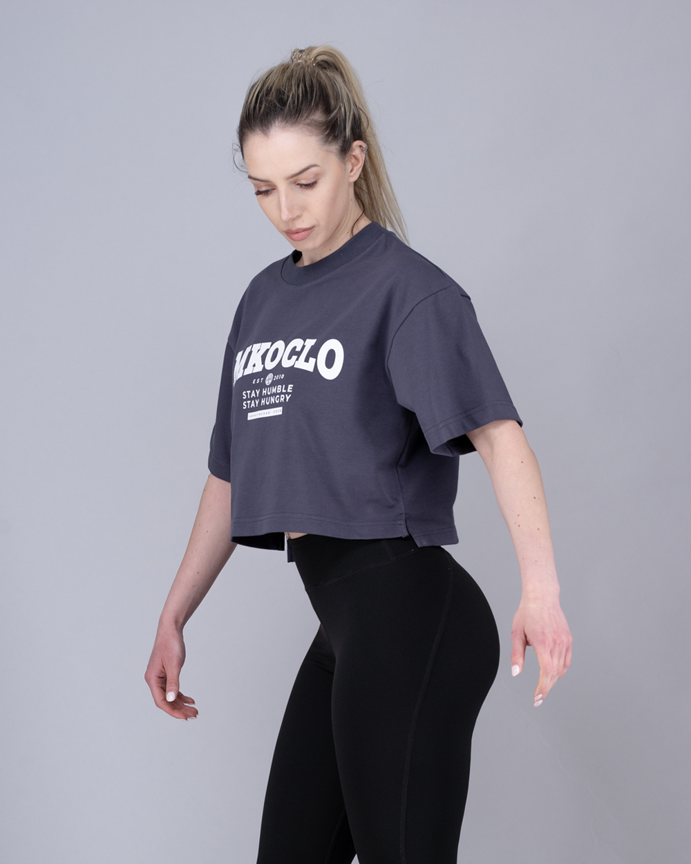 Navy Blue Oversized Crop Top majica